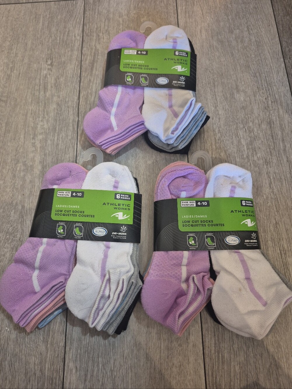 Athletic Works Ladies Cushioned Moisture Wicking Low Cut Socks Mix Color 18pairs